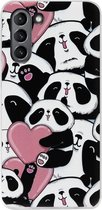 ADEL Siliconen Back Cover Softcase Hoesje voor Samsung Galaxy S21 - Panda Hartjes