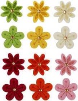 Bloemen van vilt met strassteen, d: 30 mm, dikte 2,5 mm, , 120stuks