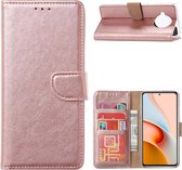Hoesje Geschikt voor Xiaomi Redmi Note 9 Pro Hoesje wallet case cover met Pasjeshouder - Rose Goud