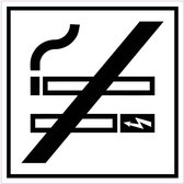 E-sigaret en roken verboden sticker, wit zwart 400 x 400 mm