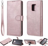 Voor Xiaomi Redmi 10X 5G / 10X Pro 5G 2 in 1 Afneembare PU lederen tas in effen kleur met kaartsleuven en magnetische houder & fotolijst en portemonnee & riem (roségoud)
