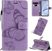 Voor Xiaomi Mi 9 Pro Pressed Printing Butterfly Pattern Horizontale Flip PU lederen tas met houder & kaartsleuven & portemonnee & lanyard (paars)