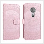 Voor Sony Xperia XZ4 Pressed Printing Pattern Horizontale Flip PU Leather Case met houder & kaartsleuven & portemonnee & & Lanyard (roze)