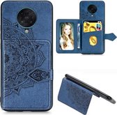 Voor Xiaomi Redmi K30 Pro Mandala Reliëf Magnetische Doek PU + TPU + PC Case met Houder & Kaartsleuven & Portemonnee & Fotolijst & Riem (Blauw)