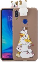 Voor Xiaomi Redmi Note 7 Cartoon schokbestendige TPU beschermhoes met houder (hamsters)