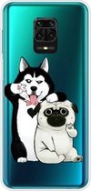 Voor Xiaomi Redmi Note 9S schokbestendig geverfd transparant TPU beschermhoes (selfie hond)