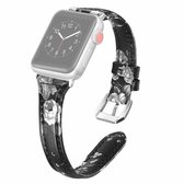 Voor Apple Watch Series 6 & SE & 5 & 4 40 mm / 3 & 2 & 1 38 mm T-vormige lederen horlogeband (zwart + grijs)