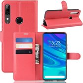 Litchi Skin PU lederen portemonnee standaard mobiele behuizing voor Huawei P SMART Z (rood)