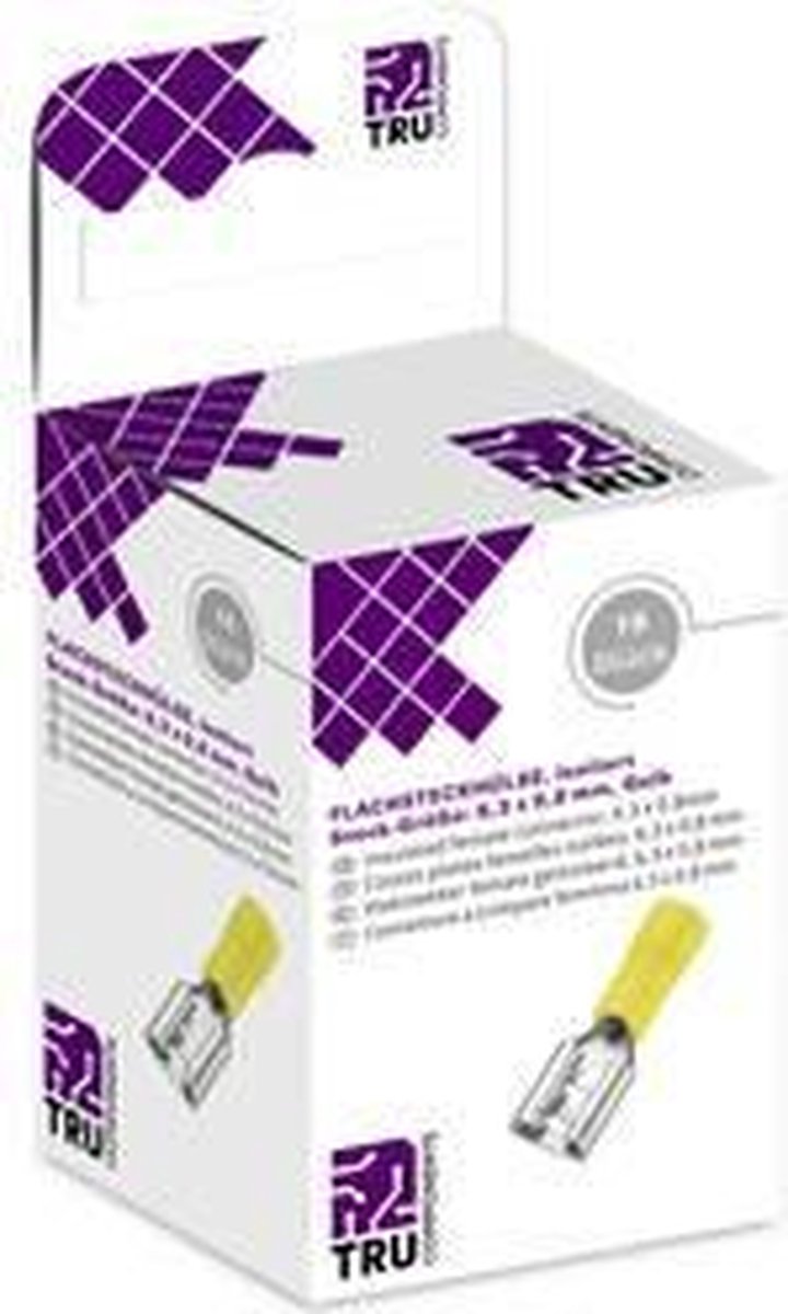 TRU COMPONENTS T1904C108 Assortiment hulzen voor platte stekkers Insteekbreedte: 6.30 mm Insteekdikte: 0.80 mm 180 ° De