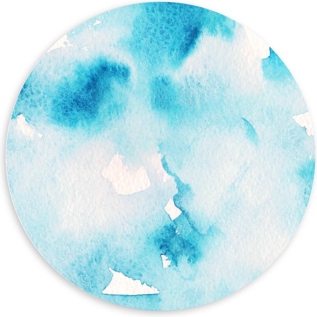Forex Wandcirkel - Blauwe Aquarel Verf - 140x140cm Foto op Wandcirkel (met ophangsysteem)