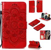 Voor Huawei Honor 30S Mandala Embossing Patroon Horizontale Flip PU Lederen Case met Houder & Kaartsleuven & Walle & Lanyard (Rood)