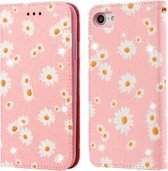 Voor iPhone SE 2020/8/7 Glinsterende Daisy Magnetische Horizontale Flip Leren Case met Houder & Kaartsleuven & Fotolijst (Roze)