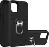 Voor iPhone 12/12 Pro 2 in 1 Armor Series PC + TPU beschermhoes met ringhouder (zwart)