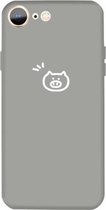 Voor iPhone SE 2020/8/7 Small Pig Pattern Colorful Frosted TPU telefoon beschermhoes (grijs)