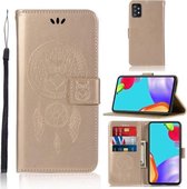 Voor Samsung Galaxy A52 5G / 4G Windgong Uil Embossing Patroon Horizontale Flip Leren Case met Houder & Kaartsleuven & Portemonnee (Goud)