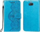 Voor Sony Xperia 20 Flower Vine Embossing Pattern Horizontale Flip Leather Case met Card Slot & Holder & Wallet & Lanyard (Blue)