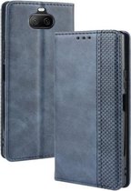 Voor Sony Xperia 8 Magnetische Gesp Retro Crazy Horse Textuur Horizontale Flip Leren Case met Houder & Kaartsleuven & Fotolijst (Blauw)