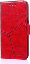 Geometrische stiksels Horizontale flip TPU + PU lederen tas met houder & kaartsleuven en portemonnee voor iPhone 6 Plus / 6s Plus (rood)