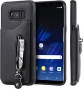 Voor Galaxy S8 Plus effen kleur dubbele gesp rits schokbestendig beschermhoes (zwart)