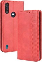 Voor Motorola Moto E6i Magnetische Gesp Retro Textuur Horizontale Flip Leren Case met Houder & Kaartsleuven & Fotolijst (Rood)