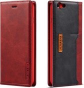 Voor iPhone 6 / 6s LC.IMEEKE LC-001-serie PU + TPU kleuraanpassing Frosted horizontale flip lederen tas met houder en kaartsleuf (rood)