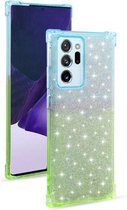 Voor Samsung Galaxy Note20 gradiënt glitter poeder schokbestendig TPU beschermhoes (blauwgroen)