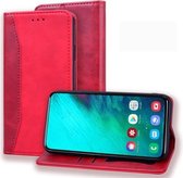 Voor Samsung Galaxy A80 / A90 Zakelijke stiksels Horizontale flip lederen tas met dubbel vouwen & beugel & kaartsleuven & fotolijst & portemonnee (rood)