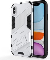 Punk Armor 2 in 1 PC + TPU schokbestendig hoesje met onzichtbare houder voor iPhone XR (wit)