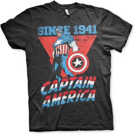 Marvel Captain America Tshirt Homme -M- Since 1941 Zwart