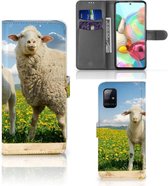 Telefoon Hoesje Geschikt voor Samsung Galaxy A71 Wallet Book Case met foto Schaap en Lammetje
