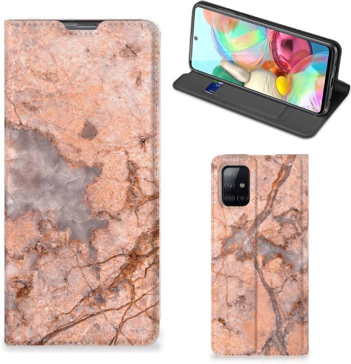 Samsung Galaxy A71 Standcase Marmer Oranje