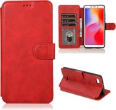 Voor Geschikt voor Xiaomi Redmi 6A Kalfsstructuur Magnetische Gesp Horizontale Flip Leren Case met Houder & Kaartsleuven & Portemonnee & Fotolijst (Rood)