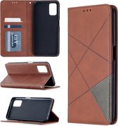 Voor Oppo A72 / A52 / A92 Rhombus Texture Horizontale Flip Magnetische Leren Case met Houder & Kaartsleuven (Bruin)