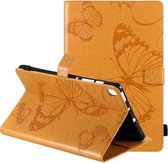 Voor Samsung Galaxy S6 Lite P610 Geperst afdrukken Vlinderpatroon Horizontale flip lederen tas met houder & kaartsleuven & portemonnee & slaap- / wekfunctie (geel)