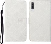 Voor Samsung Galaxy A70 etnische stijl reliëf patroon horizontale flip lederen tas met houder & kaartsleuven & portemonnee & lanyard (wit)
