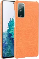 Voor Samsung Galaxy S20 FE schokbestendige krokodiltextuur pc + PU-hoes (oranje)