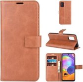 Voor Samsung Galaxy A31 Retro Kalfspatroon Gesp Horizontale Flip Leren Case met Houder & Kaartsleuven & Portemonnee (Lichtbruin)
