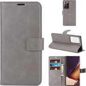 Voor Samsung Galaxy Note20 Ultra Retro Kalfspatroon Gesp Horizontale Flip Leren Case met Houder & Kaartsleuven & Portemonnee (Grijs)