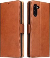Voor Galaxy Note10 Dermis Texture PU + TPU Horizontale Flip lederen tas met houder & kaartsleuven & portemonnee (bruin)