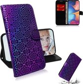 Voor Galaxy M30s Effen Kleur Kleurrijke Magnetische Gesp Horizontale Flip PU Lederen Case met Houder & Kaartsleuven & Portemonnee & Lanyard (Paars)