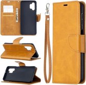 Voor Samsung Galaxy A32 5G Retro Lambskin Texture Pure Color Horizontale Flip PU Leather Case met Houder & Kaartsleuven & Portemonnee & Lanyard (Geel)