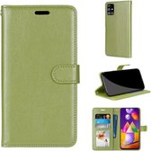 Voor Samsung Galaxy M31s Pure Color Horizontale Flip PU lederen tas met houder & kaartsleuven & portemonnee & fotolijst (groen)