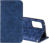 Voor Samsung Galaxy A52 5G Lucky Flowers Embossing Pattern Magnetische Horizontale Flip Leather Case met houder & kaartsleuven (donkerblauw)