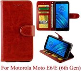 Voor Motorola Moto E6 Crazy Horse Texture Horizontale Flip Leren Case met Houder & Kaartsleuven & Portemonnee & Fotolijst (Bruin)