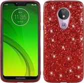 Plating Glittery Poeder Schokbestendig TPU-hoesje voor Motorola Moto G7 Play (rood)