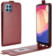 Voor OPPO RENO 4 SE R64 Textuur Enkele Verticale Flip Lederen Beschermhoes met Kaartsleuven & Fotolijst (Bruin)