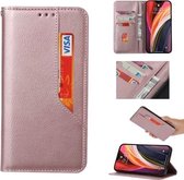 Voor Huawei P40 Lite magnetische horizontale lederen flip case met houder & kaartsleuven & portemonnee (roségoud)