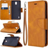 Voor Nokia 1.3 retro lamsvacht textuur pure kleur horizontale flip pu lederen case met houder & kaartsleuven & portemonnee & lanyard (geel)