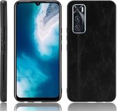 Voor vivo V20 SE Schokbestendig Naaien Koe Patroon Huid PC + PU + TPU Case (Zwart)