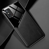 Voor Huawei Honor X10 Max 5G All-inclusive leer + beschermhoes van organisch glas met metalen ijzeren plaat (zwart)